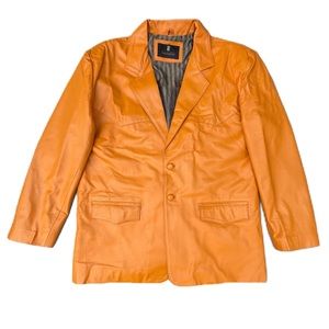 Vintage 90s Orange Parko Lamb Leather Blazer Jacket